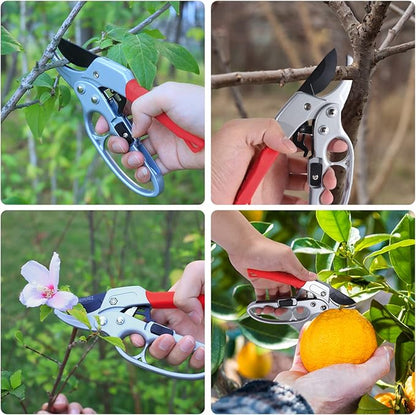 Ultra Sharp Germany Steel Pruning Shears - Cuts 3X Easier, Weak Hand Arthritis Snips, Rust-Resistant, Effortlessly 1-Inch Cut Capacity Garden Scissors, Ergonomic Handle (Red)