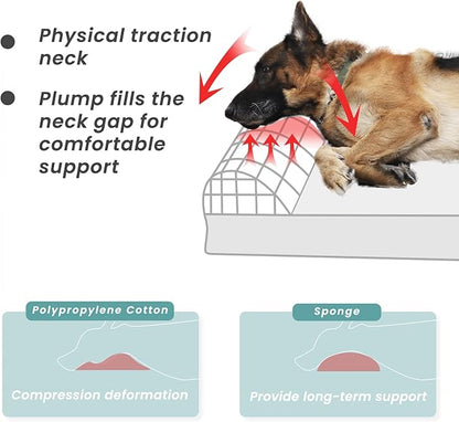 Laifug Orthopedic Memory Foam Extra Large Dog Bed with Pillow and Durable Water Proof Liner &amp; Removable Washable Cover &amp; Smart Design (Large (46"x28"x8"), Grey)