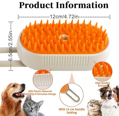 4-in1 Cat Steam Brush for Shedding &amp; Grooming, Spray Hair Removal Comb with 1 Waterless Shampoo, Cat Brush for Massage, Pet Grooming Comb Hair Removal Tool for Cats and Dogs