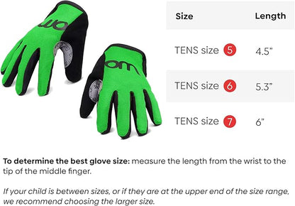 woom TENS Bike Gloves, Child’s &amp; Youth Bicycle Full Finger Protection with Grip for Road Cycling &amp; Mountain Biking (Boys &amp; Girls)