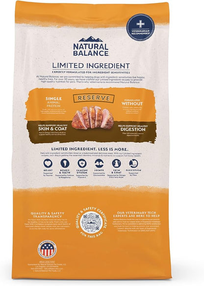 Natural Balance Limited Ingredient Adult Grain-Free Dry Dog Food, Reserve Duck &amp; Potato Recipe, 4 Pound (Pack of 1)