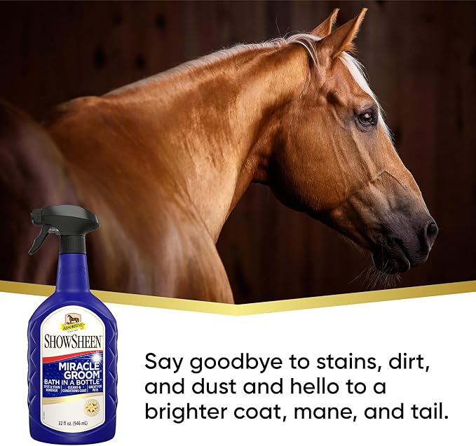 Absorbine ShowSheen Miracle Groom Waterless Shampoo, 5-in-1 Formula for Coat, Mane &amp; Tail, 32oz