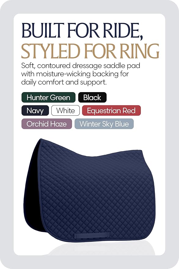 Equinavia Harstad Dressage Saddle Pad | Classic &amp; Durable | Moisture-Wicking Tricot Backing