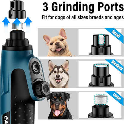 Casfuy Smart 6-Speed Dog Nail Grinder - 50% More Power Pet Nail Grinder with 2 LED Lights Quiet Rechargeable Electric Dog Nail Trimmers File Toenail Grinder for Large Medium Small Dogs &amp; Cats (DB)
