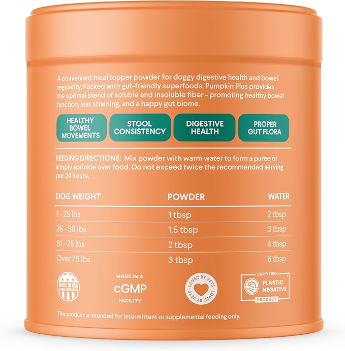 Finn Pumpkin Plus: Daily Digestive Support &amp; Fiber-Rich Topper for Dogs | Promotes Regularity &amp; Gut Health with Superfoods