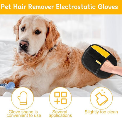 2025 Pet Hair Removal Glove for Cats &amp; Dogs,3pcs Electrostatic Pet Hair Remover,Efficient Grooming Gloves for Pet Hair,Reusable Cat &amp; Dog Hair Remover for Furniture,Couch,Curtain,Carpet