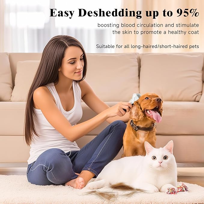 Undercoat Shedding Brush for Dogs &amp; Cats – Professional Deshedding &amp; Dematting Tool – Grooming Comb for Long Hair, German Shepherds &amp; All Pets