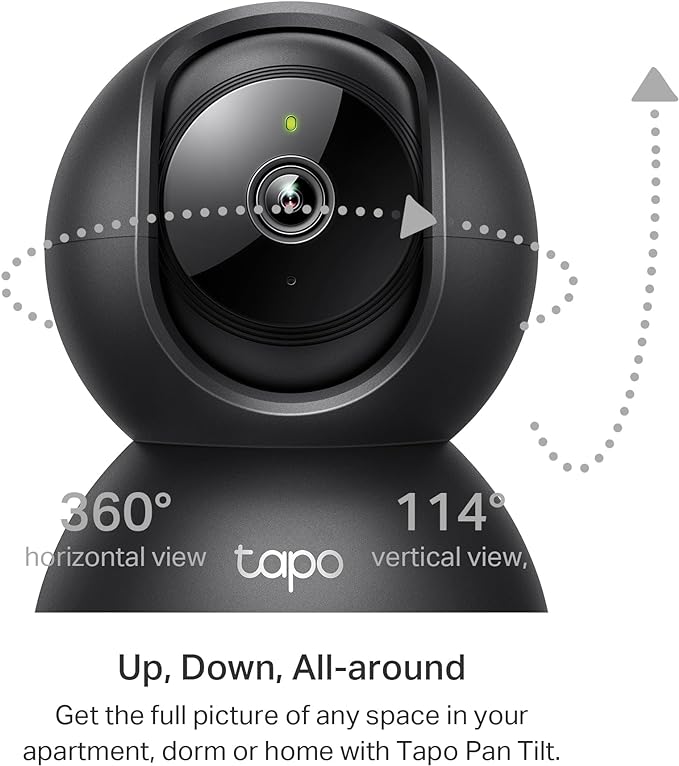 Tapo TP-Link 2K Pan/Tilt Indoor Security Camera for Baby Monitor, Pet Camera, Motion Detection &amp; Tracking, 2-Way Audio, Cloud &amp; SD Card Storage, Works w/Alexa &amp; Google Home, Black, C211(2-Pack)