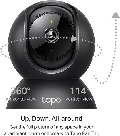 Tapo TP-Link 2K Pan/Tilt Indoor Security Camera for Baby Monitor, Pet Camera, Motion Detection &amp; Tracking, 2-Way Audio, Cloud &amp; SD Card Storage, Works w/Alexa &amp; Google Home, Black, C211(2-Pack)