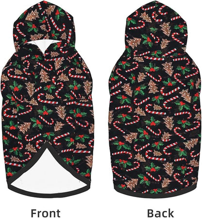 Christmas Tree Black Hoodie,Christmas Cosplay Dog Clothes with Pocket and Hat Winter Clothes Sweaters X-Small