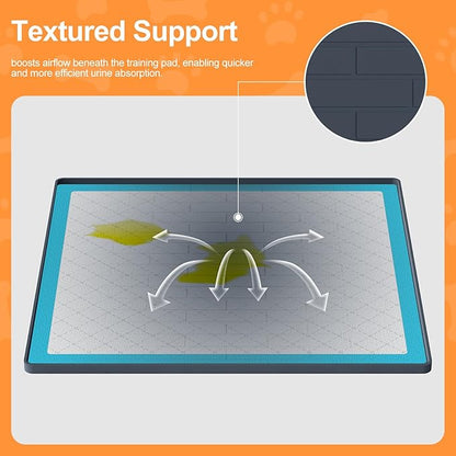 Pee Pad Tray Holder for Dogs,Non-Slip Silicone Dog Puppy Pad Holder,24 x 24 Square Puppy Potty Training Pads,No Spill Raised Lip High Edge,Portable, Leak-Proof Mat Trays for Indoor Floor Protection
