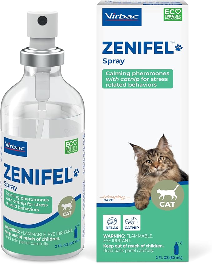 Virbac Zenifel Cat Spray for Managing Stress-Related Behaviors in Kittens &amp; Cats - Quick-Acting - Ideal for Unexpected Stressful Situations - 1 Bottle