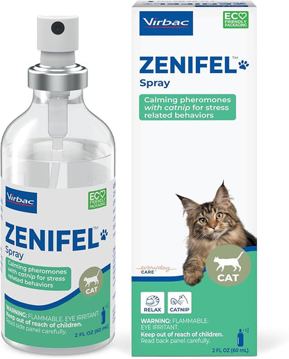 Virbac Zenifel Cat Spray for Managing Stress-Related Behaviors in Kittens &amp; Cats - Quick-Acting - Ideal for Unexpected Stressful Situations - 1 Bottle