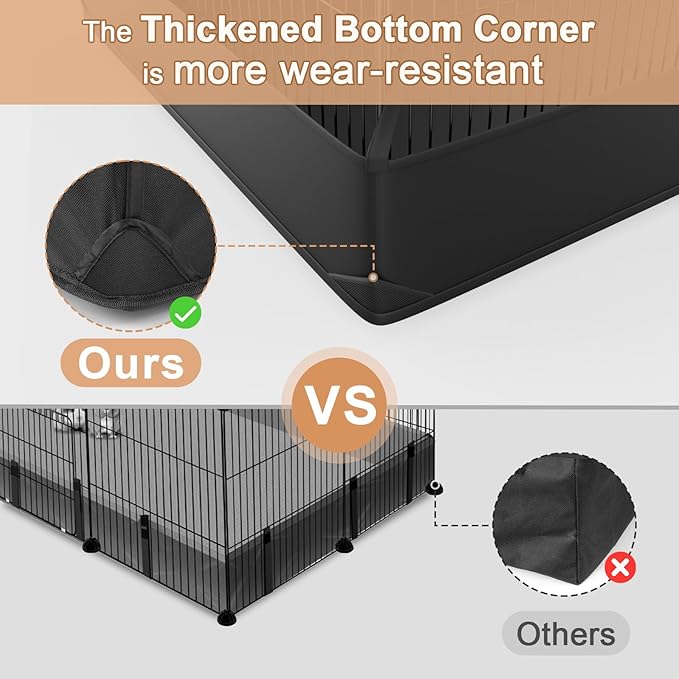 Tresbro Guinea Pig Cage with Waterproof PVC Bottom Liner &amp; One-Hand Release Hook, Triple Fixing C&amp;C Cage for Guinea Pigs, Bunny, Rabbit, Hedgehog, Small Animal Indoor Playpen 48&