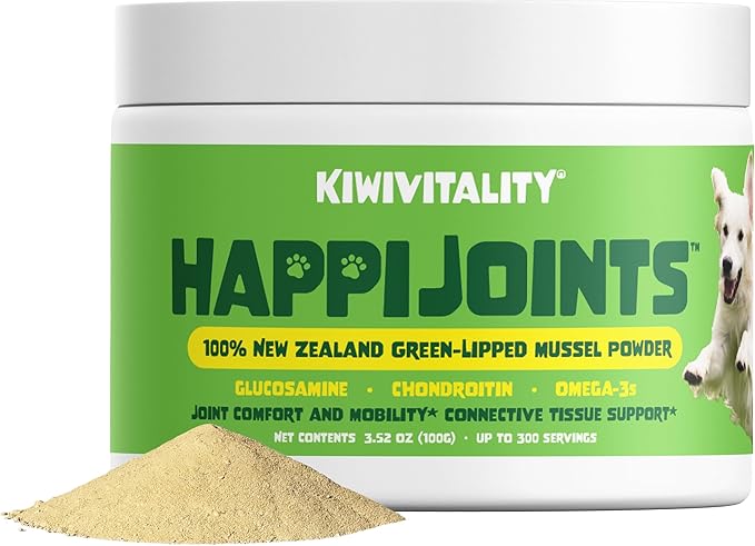 Green Lipped Mussel Powder for Dogs &amp; Cats - Premium Hip &amp; Joint Support for Joints, Tendons, Ligaments (100 Grams, Up to 300 Servings)