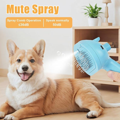 Cat Steam Brush for Shedding, Pet Steam Brush for Dog with Release Button,Anti-Static Pet Spray Hair Removal Comb,Cat Spray Comb for Long &amp; Short Haired Pets,Blue