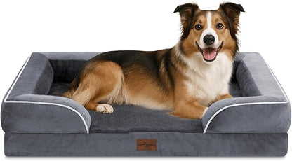 Comfort Expression Large Dog Beds Waterproof Orthopedic Foam Dog Sofa Beds Comfy Pet Bed with Washable Removable Cover &amp; Non-Slip Bottom(Large,Dark Grey)