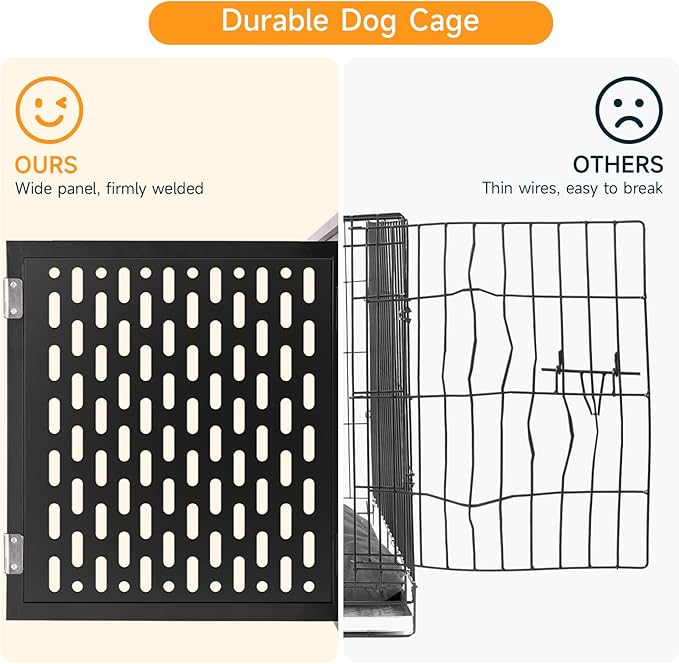 Dog Crate with Cushion, 38" Wood Heavy Duty Dog Crate Furniture with Flip Top &amp; Wheels for High Anxiety Dogs, Escape Proof Pet Cage for Small/Medium Dogs