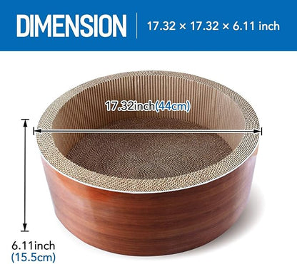 Cat Scratcher Post &amp; Board, Round Cat Scratching Lounge Bed, Durable Pad Prevents Furniture Damage, 17.32&