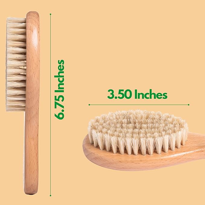 GranNaturals Boar Bristle Soft Cat Brush for Indoor, Outdoor, Short Haired Cats, Kittens, Small Dog, Rabbit, Furry Pets - Gentle Grooming on Sensitive Hair Coat &amp; Tail with Durable Wooden Handle