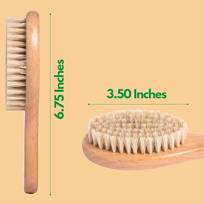 GranNaturals Boar Bristle Soft Cat Brush for Indoor, Outdoor, Short Haired Cats, Kittens, Small Dog, Rabbit, Furry Pets - Gentle Grooming on Sensitive Hair Coat &amp; Tail with Durable Wooden Handle