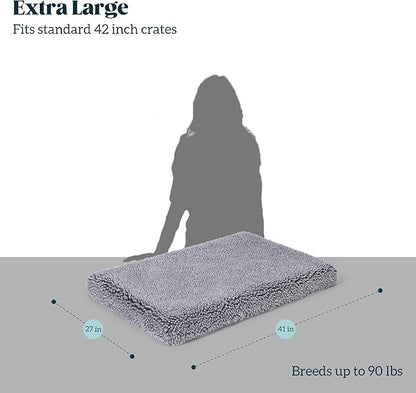 Stoutwool 4" Indestructible Dog Bed - Orthopedic Chew Proof Dog Crate Pad - Fluffy Kennel Mat for Aggressive Chewers - Ideal for Large Breeds &amp; Fits 42-Inch Crate - 41"x27", Charcoal