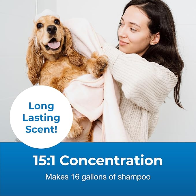 PetAg Fresh ’n Clean Moisturizing Shampoo, Classic Fresh Scent (15:1 Concentrate) - 1 Gallon - Moisturizes with Vitamin E &amp; Aloe Vera - Strengthens &amp; Repairs Coats - Soap Free