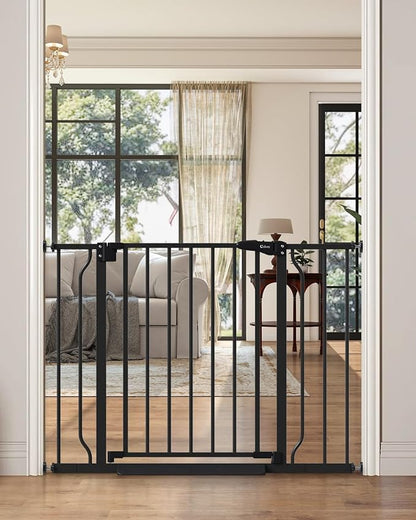 29"-40" Baby Gate for Stairs, Auto Close Stroller Friendly Dog Gate Indoor for Doorways, Pressure Mounted Baby Gate, Easy Walk Through Gate for Children &amp; Pets, Black