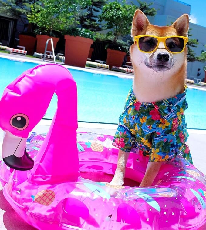 Parisian Pet Hawaiian Dog Shirt - Cotton Summer Clothes - Stylish Beach Outfit - Hook &amp; Loop Closure - Machine Washable - Small Dogs