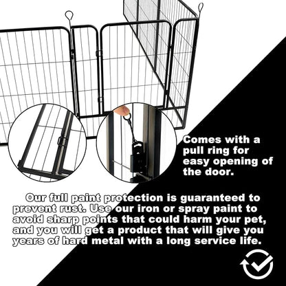Dog Playpen,24 32 40 48 in(H) Pet Fence Outdoor for Rv Camping,Garden Fence Large Animal Barrie for Yard,11Ft(L)-56Ft(L) Black Metal Temporary Fencing