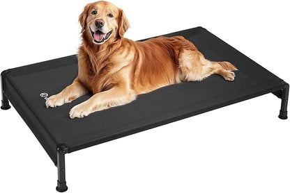 Veehoo Cooling Outdoor Dog Bed, Heavy Duty Elevated Pet Bed with Washable &amp; Breathable Teslin Mesh, Non-Slip Silicon Feet, Dog Cot Bed with Support Hem, 47" x 29", Black, CWC2433