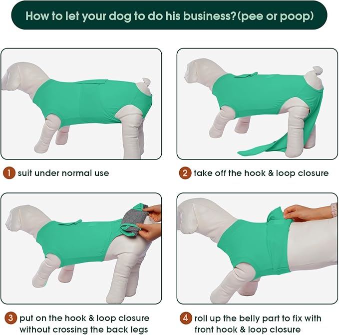 Kuoser Dog Surgery Suit Female Spay, Dog Recovery Suit Male Neuter, Puppy Clothes Onesie for Surgery Anti Licking Abdominal Wounds Pet Surgical Recovery Bodysuit Shirt, Substitute E-Collar &amp; Cone
