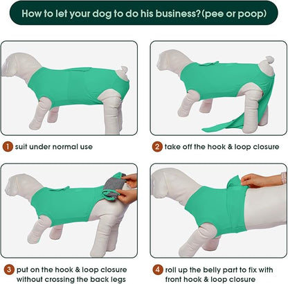 Kuoser Dog Surgery Suit Female Spay, Dog Recovery Suit Male Neuter, Puppy Clothes Onesie for Surgery Anti Licking Abdominal Wounds Pet Surgical Recovery Bodysuit Shirt, Substitute E-Collar &amp; Cone