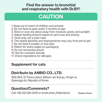 Dr.by Cat Breath Bronchial Supplements Cat Sneezing Treatment Asthma Cold Cough Nose Relief Respiratory&amp;Immune Support with TF-343-30 lickable Formula Individually Packaged, Chicken (3 Packs (25.5OZ))