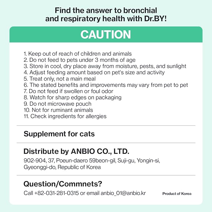 Dr.by Cat Breath Bronchial Supplements Cat Sneezing Treatment Asthma Cold Cough Nose Relief Respiratory&amp;Immune Support with TF-343-30 lickable Formula Individually Packaged, Chicken (2 Packs (17OZ))