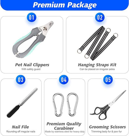 Pet Grooming Hammock for Small Dogs &amp; Cats with Nail Clippers/Nail Trimmers/Grooming Scissors, Dog Grooming Harness for Nail Trimming, Pet Grooming Sling Helper