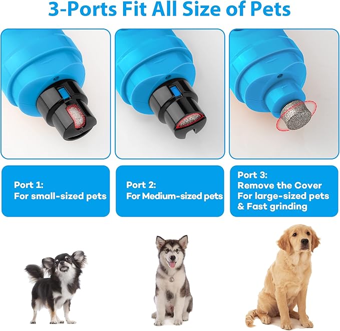Casfuy Dog Nail Grinder with 2 LED Light - New Version 2-Speed Powerful Electric Pet Nail Trimmer Professional Quiet Painless Paws Grooming &amp; Smoothing for Small Medium Large Dogs(Bright Blue)