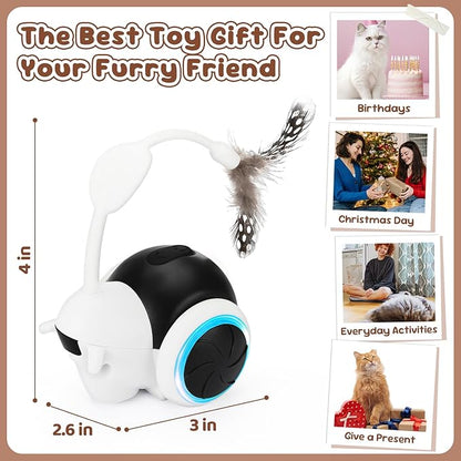 SlowTon Cat Interactive Toy for Indoor Cats - Remote Control Automatic Smart Moving Cats Toys with 2 Modes, Rechargeable Kitten Feather Toys for All Breeds of Bored Cat(Black)