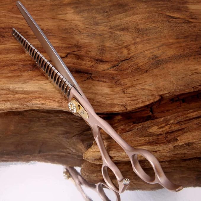 Fenice Peak Thinning Shears for Dogs and Cats Pet Grooming Scissors Chunkers Shears 440C Stainless Steel Professional Dog Trimming Scissors 7.5&