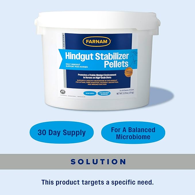 Farnam Hindgut Stabilizer Pellets, Daily Digestive &amp; Immune Supplement for Horses Helps Maintain a Balanced Microbiome for Optimal Digestion