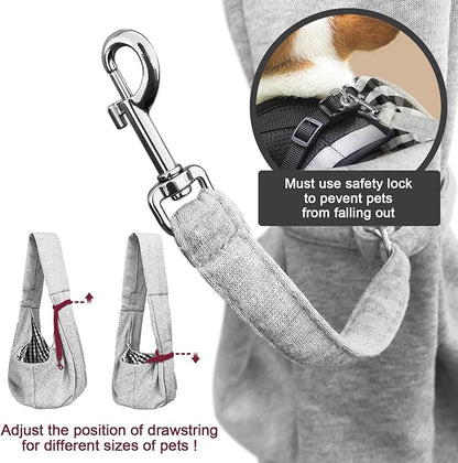 Pet Dog Sling Carrier for 3-10 lbs pet,Dog Purse Pouch,Dog Satchel,Reversible unadjustable Strap Travel Hand-Free Safe Bag Small Puppy Backpack (Grey)