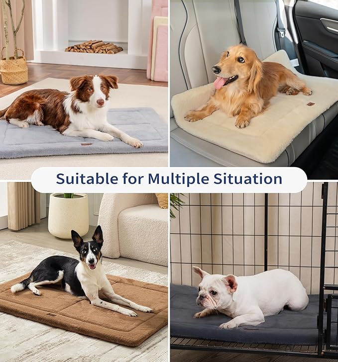 MADE 4 PETS Dog Crate Pad Bed for Medium Large Dogs, Washable &amp; Reversible, Anti-Slip Kennel Mat for Cozy Sleeping, Soft Fluffy Dog Bed for Indoor &amp; Outdoor Use, 35"x23", Gray