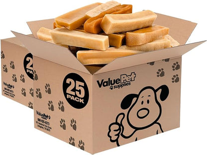 ValueBull Himalayan Yak Cheese Dog Chews, Medium, 50 ct Bulk Pack - Long Lasting for Aggressive Chewers, All Natural, Healthy &amp; Safe, Low Odor Nepal Yak Milk Chews