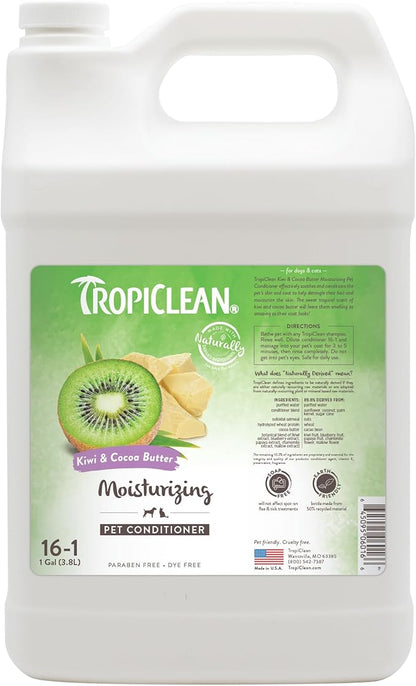 TropiClean Dog Conditioner, Professional Detangling &amp; Moisturizing Conditioner, Puppy Safe, Made in the USA, Kiwi &amp; Cocoa Butter Scent, 1 Gallon