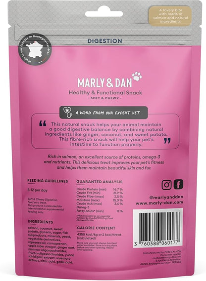 Marly &amp; Dan Salmon Treats for Cats with Sweet Potato &amp; Tumeric, Tummy &amp; Digestion Recipe, 3-oz Bag