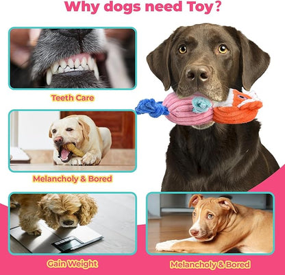 3pcs Dog Squeaky Toys, Plush Stuffed Puppy Chew Toy for Extended Play, Interactive Toys Gifts for Small Medium Large Chewer Dogs, Pet Toy Bulk to Keep Them Busy(Dog&amp;Fox&amp;Pig)