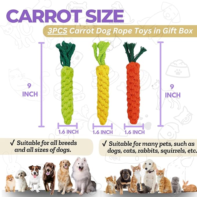 3PCS Mixed Color Woven Pet Rope Toys (Yellow, Green, Orange), Chew Toys for Dogs &amp; Cats, Safe &amp; Durable Braided Rope Toys for Pets