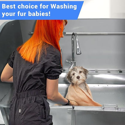 Professional Dog Grooming Tub, 50" Stainless Steel Dog Wash Station with Foldable Ramp, Storage Drawer, Floor Grate &amp; Faucet/Dog Bathtub for Large, Medium &amp; Small Pets - Right Door (50")