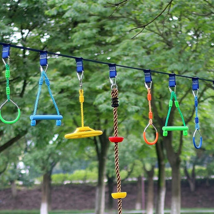 Rainbow Craft 3-Pack Kids Ninja Monkey Bars - Trapeze Swing Bars for Ninja Obstacle Course Attachments - 3pc of Blue, Red &amp; Green Color