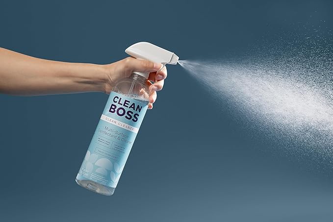 CleanBoss Botanical Disinfectant - 24 oz (Pack of 2) - Multi-Surface Cleaner - Kills 99.9% of Germs + Cold &amp; Flu Viruses - Fresh Thyme Scent - No Rinse on Food Contact Surfaces - Pet Friendly